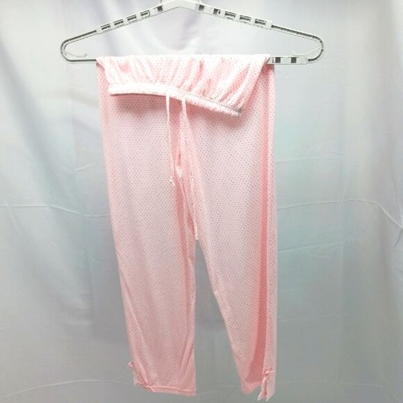NWOT Lati Fashion Pink Polka Dot Pajama Set Lace Dainty Floral Hem Womans M - Picture 6 of 16